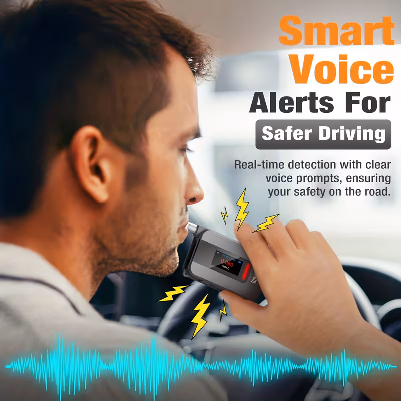 smart voice alcohol tester usb rechargeable breathalyzer with voice broadcast and 10 mouthpieces portable design for personal safety testing Product details 1
