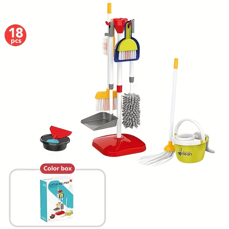 Simulation Cleaning Tools Trolley Pretend Play Vacuum Mop Set