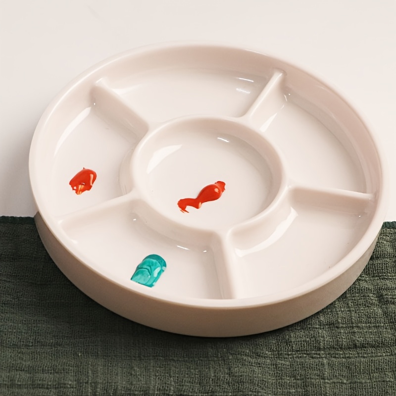 1pc White Imitation Ceramic Watercolor Palette With Lid - Artist And Student Mixing Tray