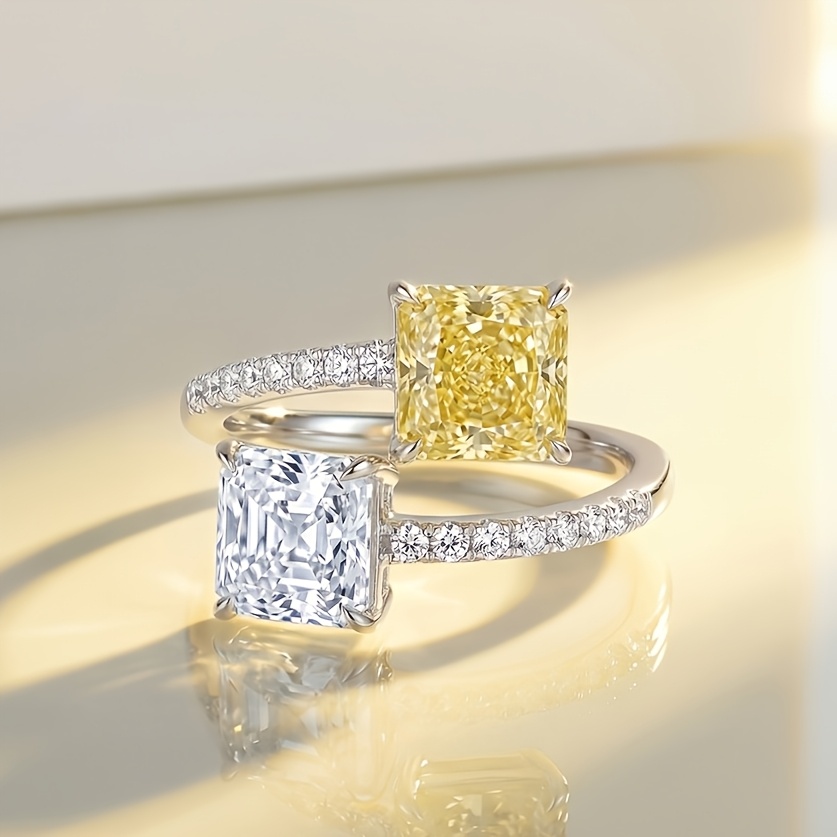 Women's Four-Prong Square Openwork Flower Ring
