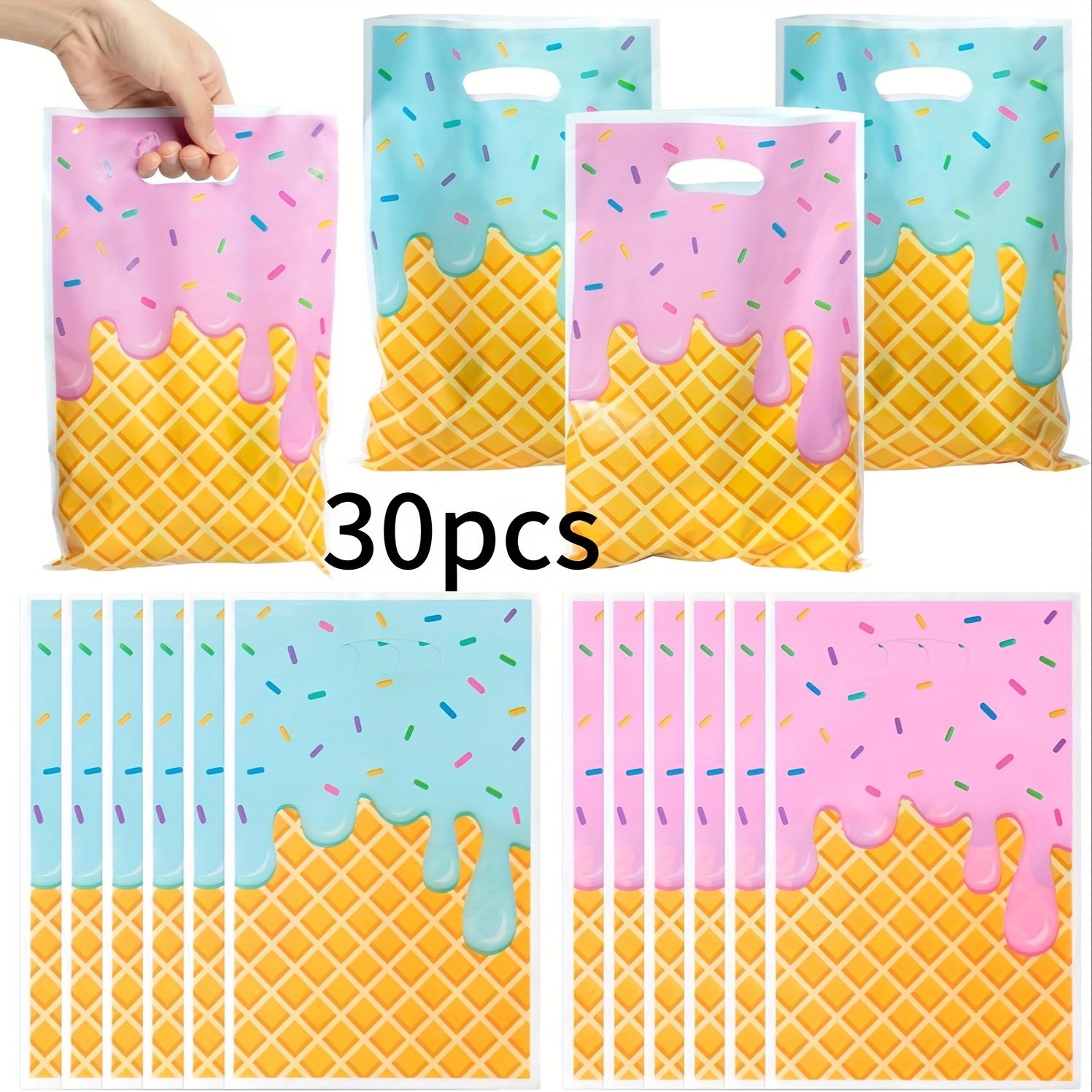 Image of 30pcs/50pcs Party Gift Bag, Summer Cute Pattern, Birthday Wedding Gender Reveal Party Summer Pool Party Gift Packaging Bag, Handbag, Small Gift Storage Bag, Christmas, Halloween
