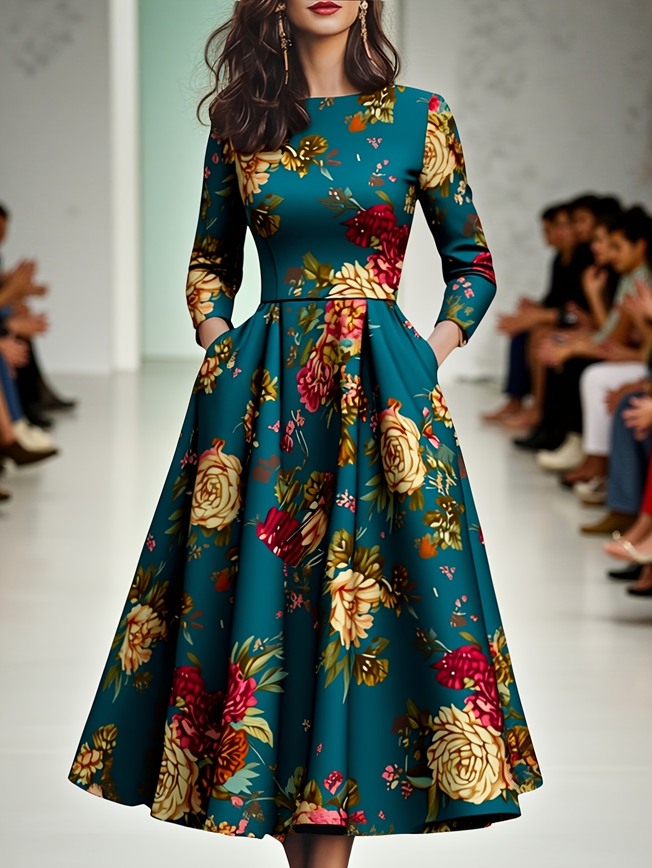 dark green dress wedding guest sold on Temu United States