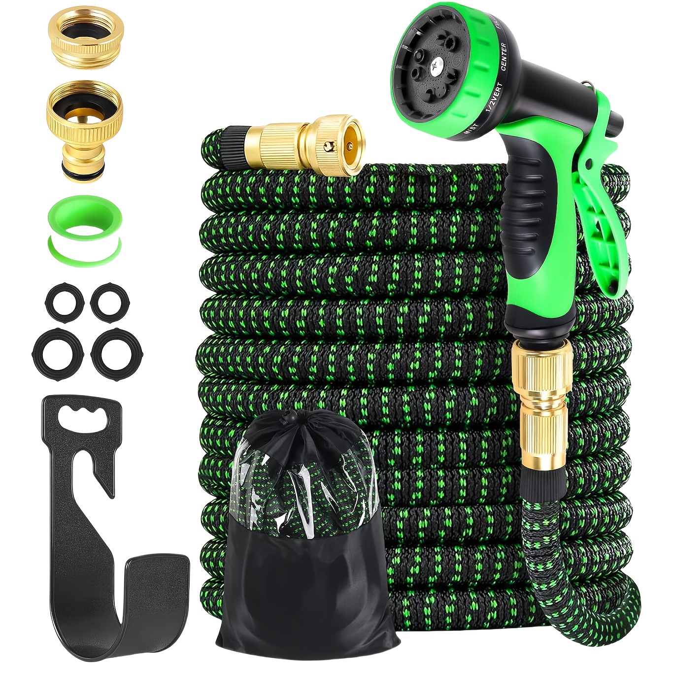 7 5 15 22 5 30 45m expandable garden hose water hose with 10 function spray nozzles lightweight and kink free expandable water hose for washing and watering green