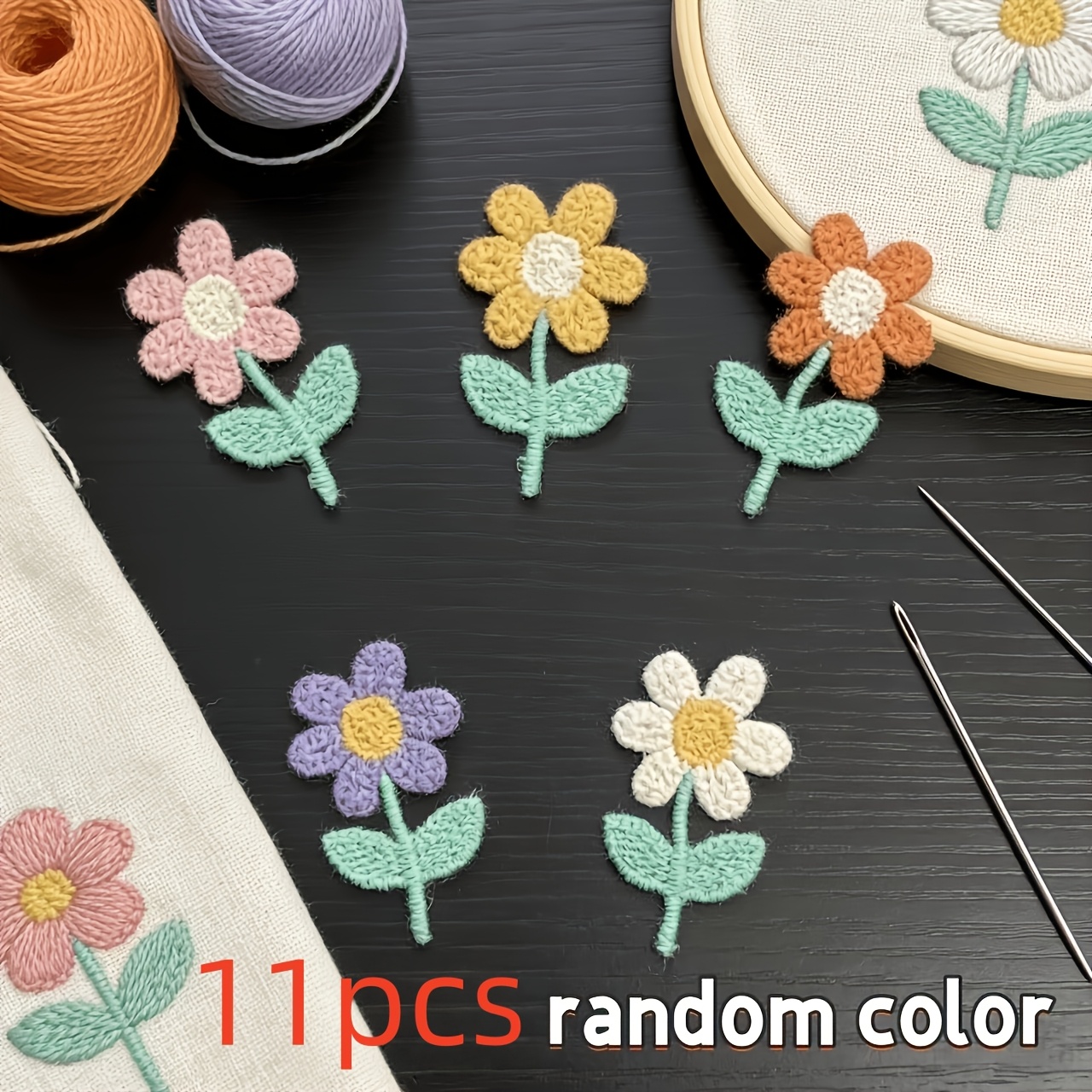 TEMU 11pcs Set, Floral Lace Decorative Fabric, No Adhesive Backing, Requires Hand Sewing, For Craft Making, Clothing And Hairpin Embellishments, Diy
