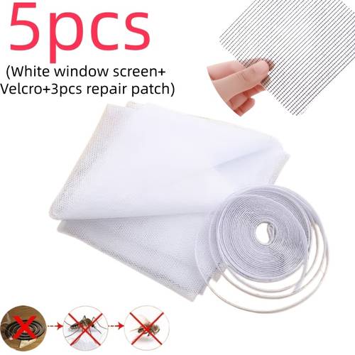 5pcs heavy duty self mosquito net window curtains and tape and repair kit adjustable invisible net for bedroom living room suitable for multiple windows home decor breathable and durable essential