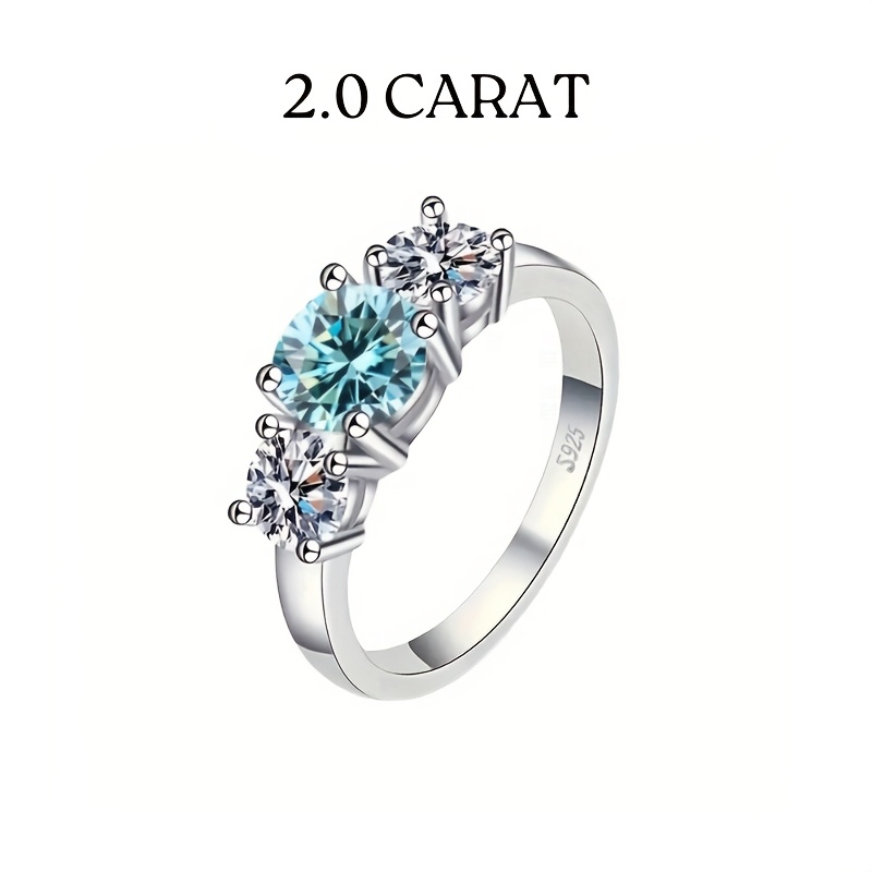 TEMU Anello in sterling 925 ,5 g/3 moissanite da 1 pezzo 2/4 , trio di moissanite con taglio , design , regalo per , supporta , inglese e dell'amore