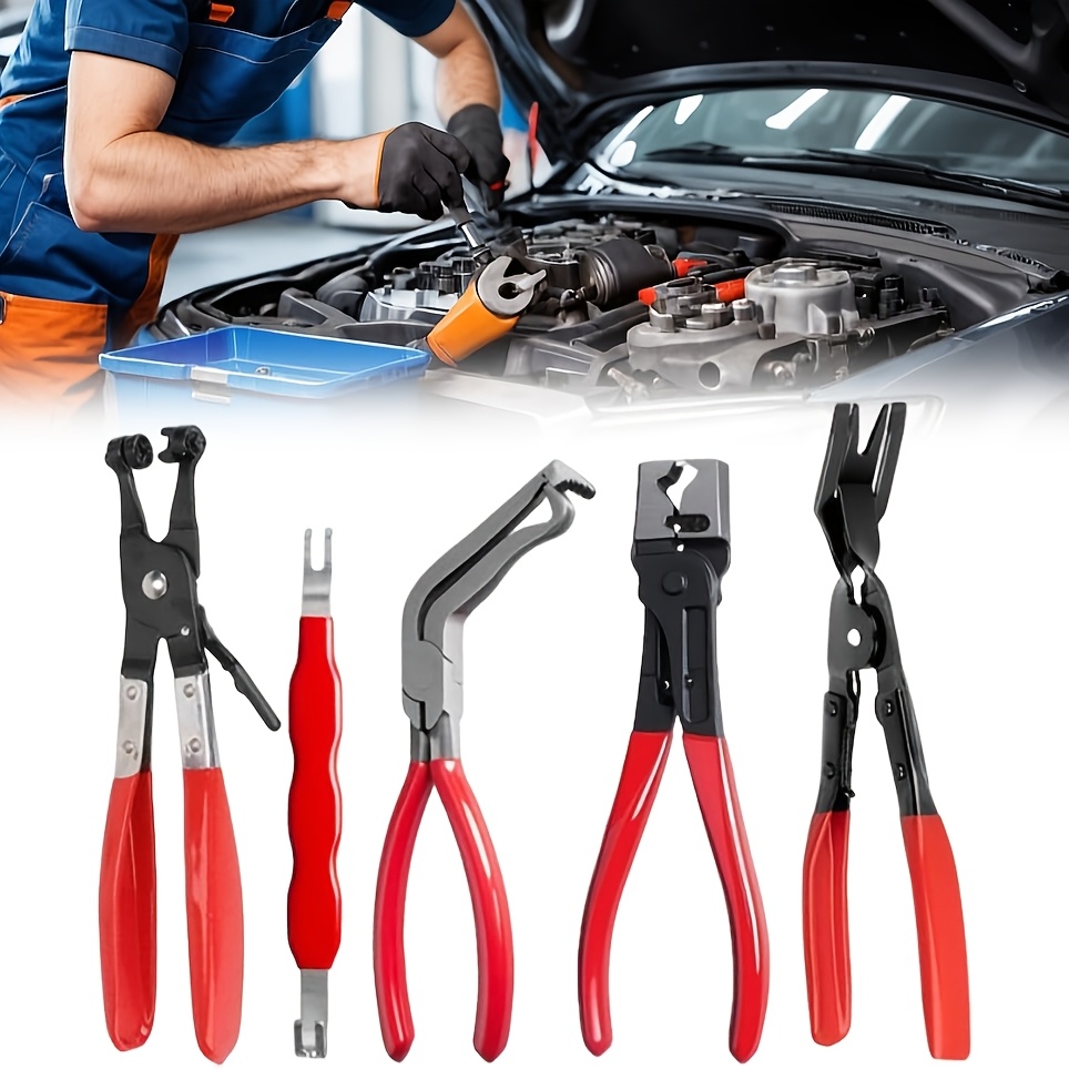 5pcs auto electrical disconnect plier set hose clamp pliers tool set electrical disconnect pliers high carbon steel 60 degree angled joint separator auto repair hose clamp tool Product details 0