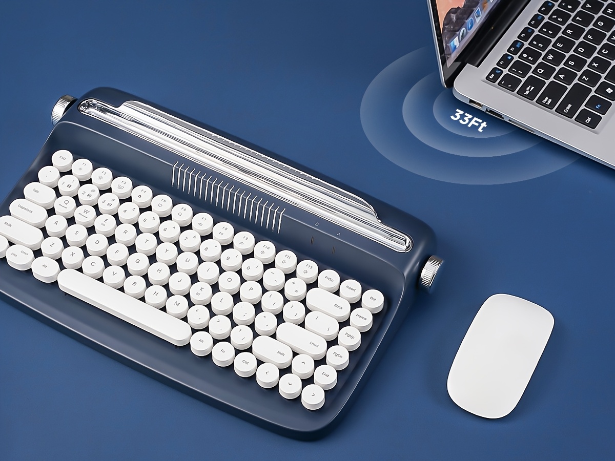 1pc retro wireless bt aesthetic keyboard ergonomic round multi device hotkeys media keys with adjustable stand non rechargeable aaa battery for 36 operating voltage details 15