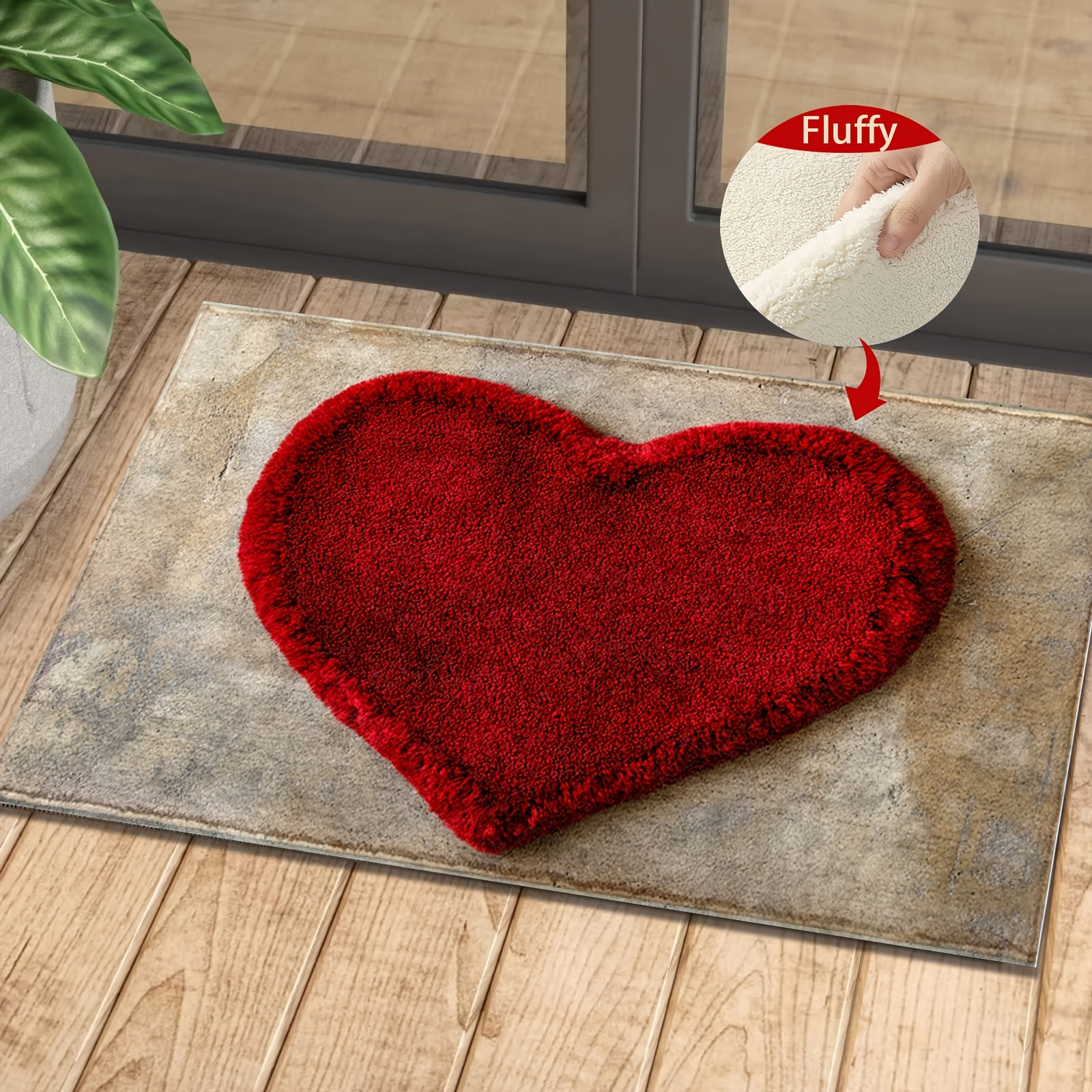 

Valentine's Day Love Heart Non-slip Bath Mat - Cashmere, Plush Winter Decor, Absorbent & Stain-resistant, Bedroom, Bathroom, Kitchen, And Entryway