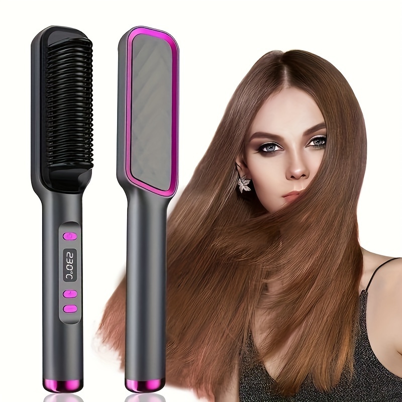 

2-in-1 Hair Straightener And Curler, Euro Plug, Mini Styling Comb With Lcd Display, Anti-scald, Wet & Dry Use, Perfect Mother's Day Gift For Women