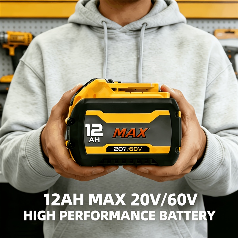 TEMU 2/1pack 12.0ah Replacement For 20v/60v Battery Compatible With High Capacity And Long-, Durable Construction, Tool Battery Pack, Suitable For