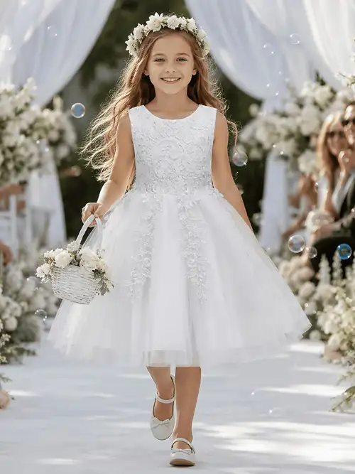 girls winter white dress Kids Girls Dress White Long Sleeve Dress Fall Winter Birthday Dress Girls Christmas Outfit 12-13 Years