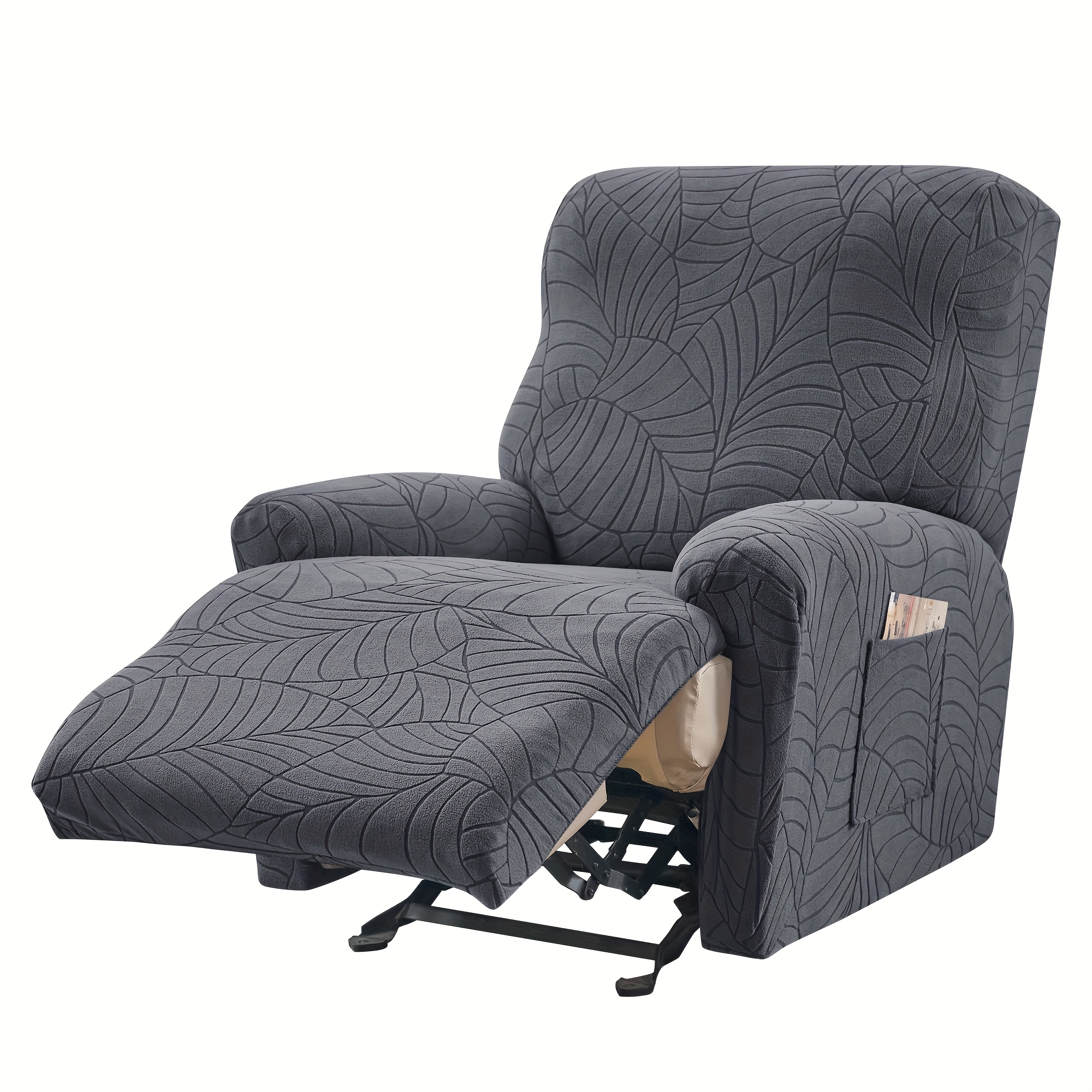 4pcs Elastic Jacquard Leaf Massage Recliner Sofa Cover For Single Chairs
