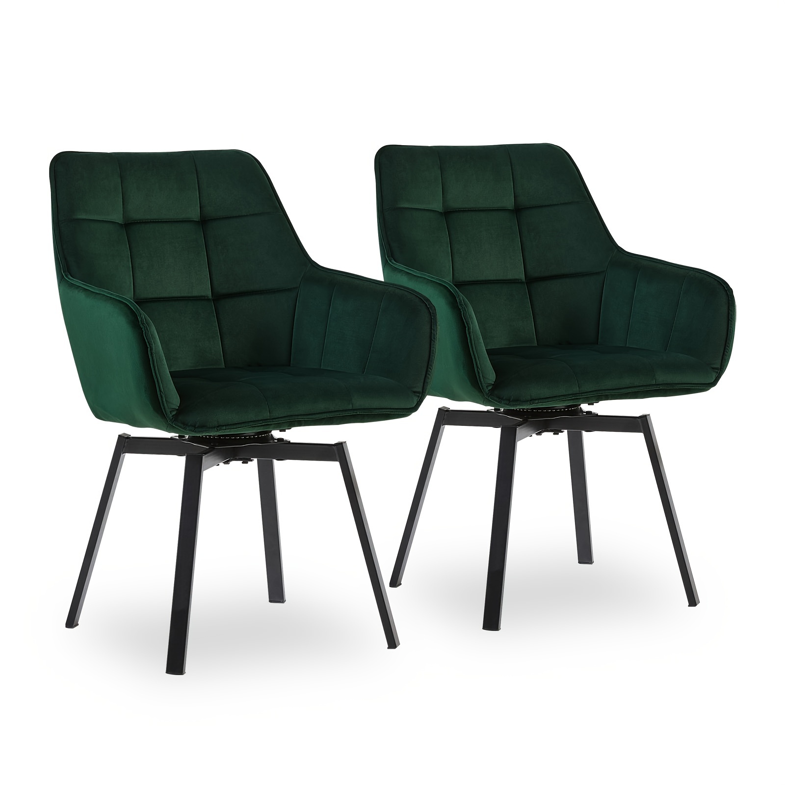 Image of Swivel Dining Chairs Set Of 2 With , Velvet Thick Padded Upholstered Chairs With Rotatable Metal Legs For Home Kitchen, Office Reception, Dressing, Restaurant