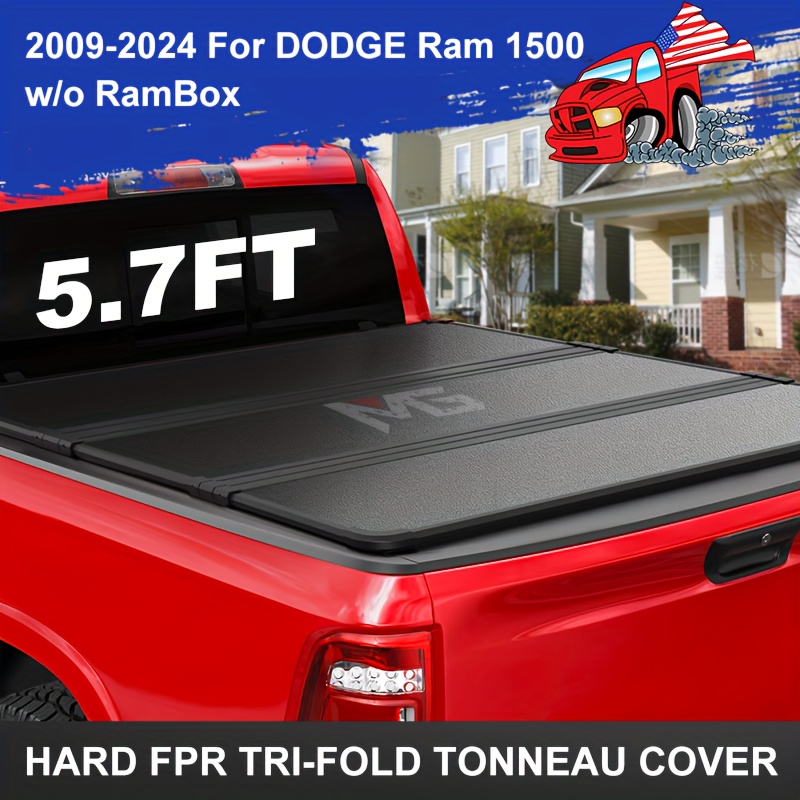 

Hard Tri-fold Tonneau Cover Fits 2009-2024 Ram 1500 With 5'7" (67.4in) Truck Bed W/o | On Top |