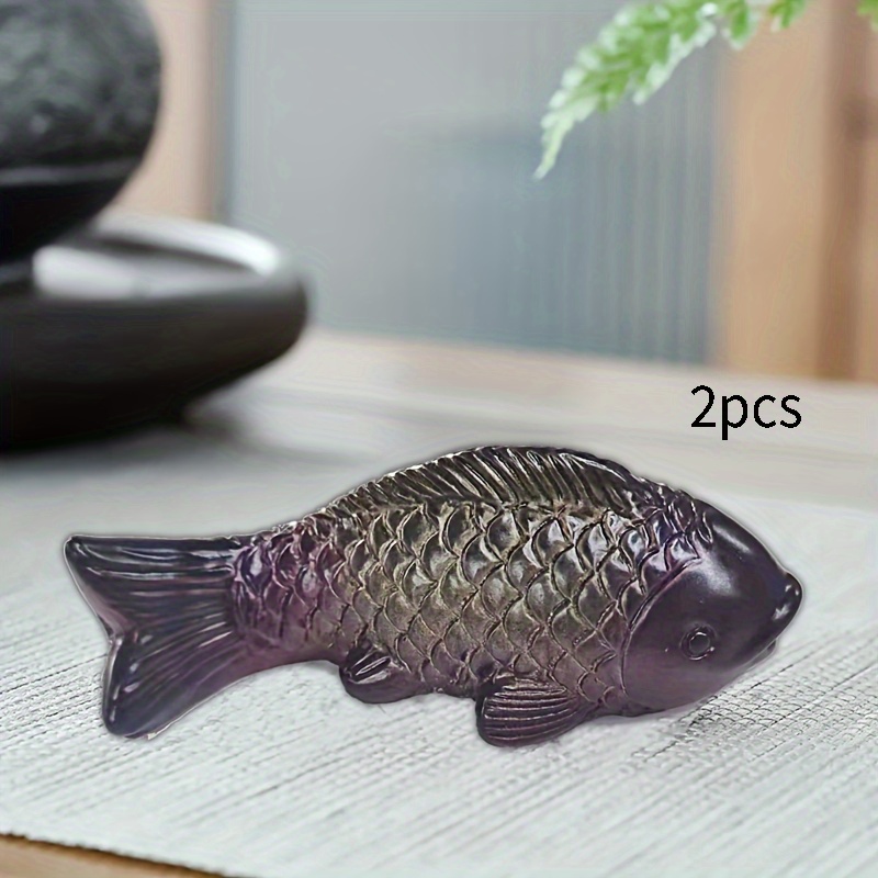Image of 2pcs Color-changing Ornaments - Vibrant Red & Tea Table Decor, Handcrafted Fish For Home Or Office, Symbolizes & Happiness, Office Ornaments | Artistic | Finish Tea Pet