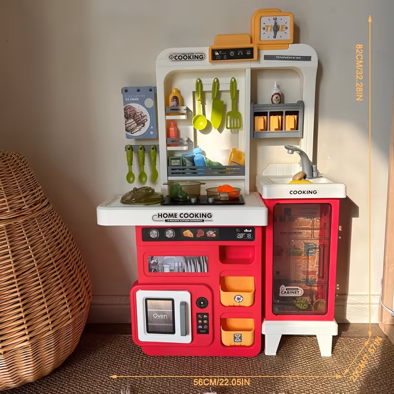 kids play kitchen set toddler kitchen playset cooking stove with steam play sink play food toy and kitchen accessories kitchen toy for kids girls boys christmas gift Product details 3