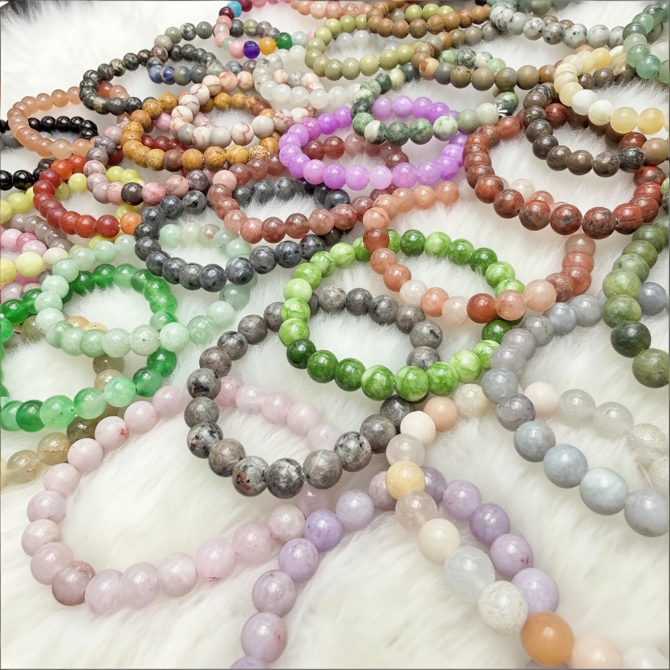 20pcs Assorted Natural Stone Bead Elastic Bracelet Set, Gift Set