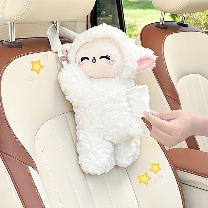 

Cheges Cartoon Lamb Car Tissue Holder, Cute Faux Fur Vehicle Hanging Tissue Dispenser, Creative Auto , Paper Towel Storage Bag For Car Interior Accessories