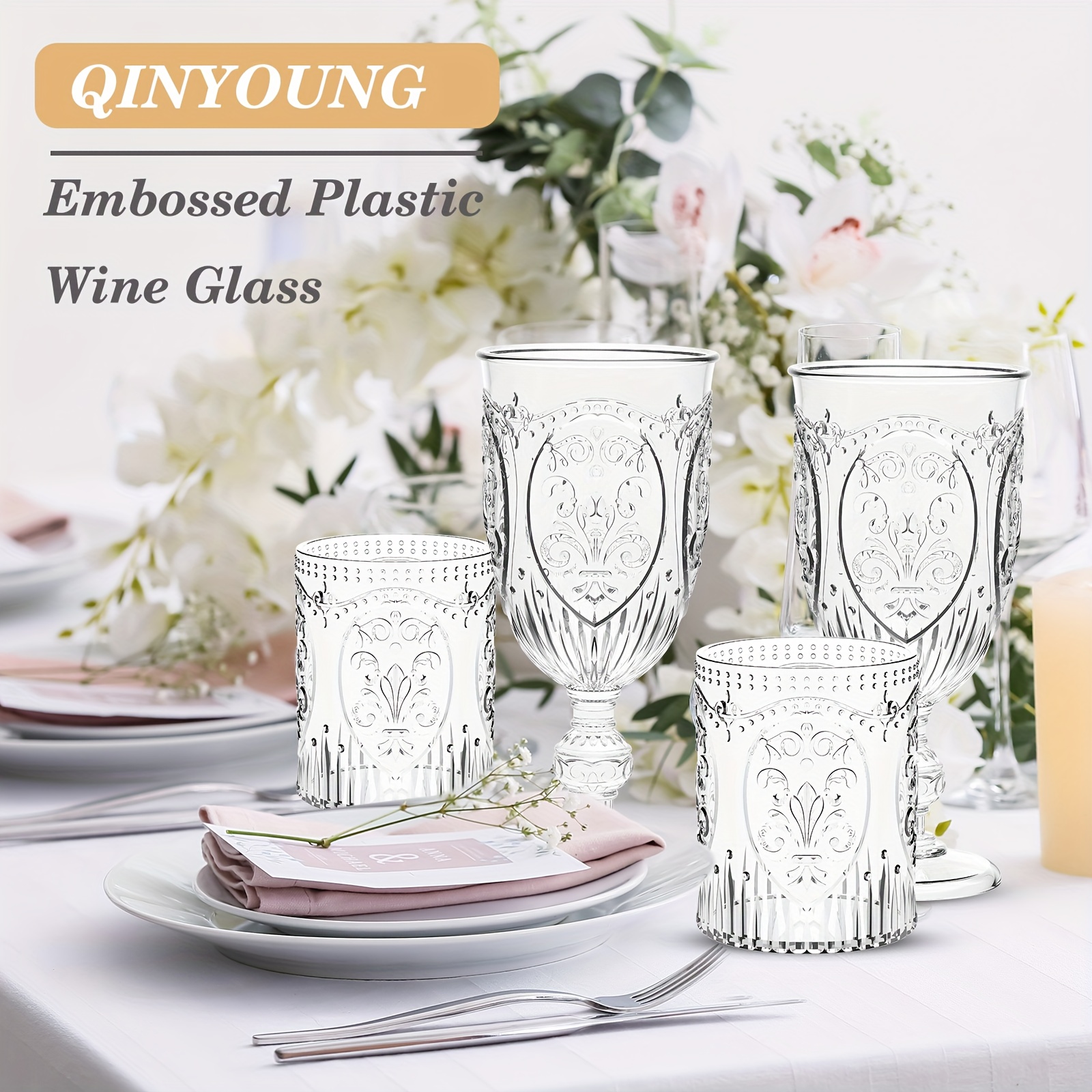 48 clear plastic vintage style drinking glasses an 8 5oz - Temu