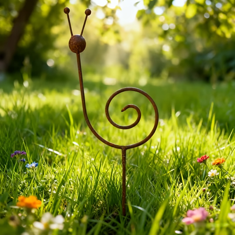 E-shop 【3D】 [3D] Rost Metall Schnecken Pflanzenstütze/Minimalistische Gartendekoration - Schnecken Skulptur Geeignet für Rustikale , Rasenflächen und