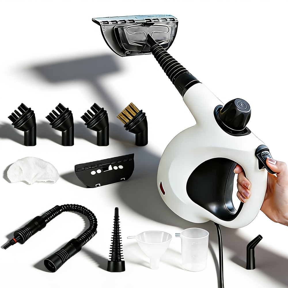 Upgraded Heavy Duty Steam Cleaner - High Pressure Lance With 12 Multifunctional Attachments (nozzles, Brushes, Connectors) - Portable Handheld Steamer For Kitchens, Bathrooms, Windows, Floors - Up