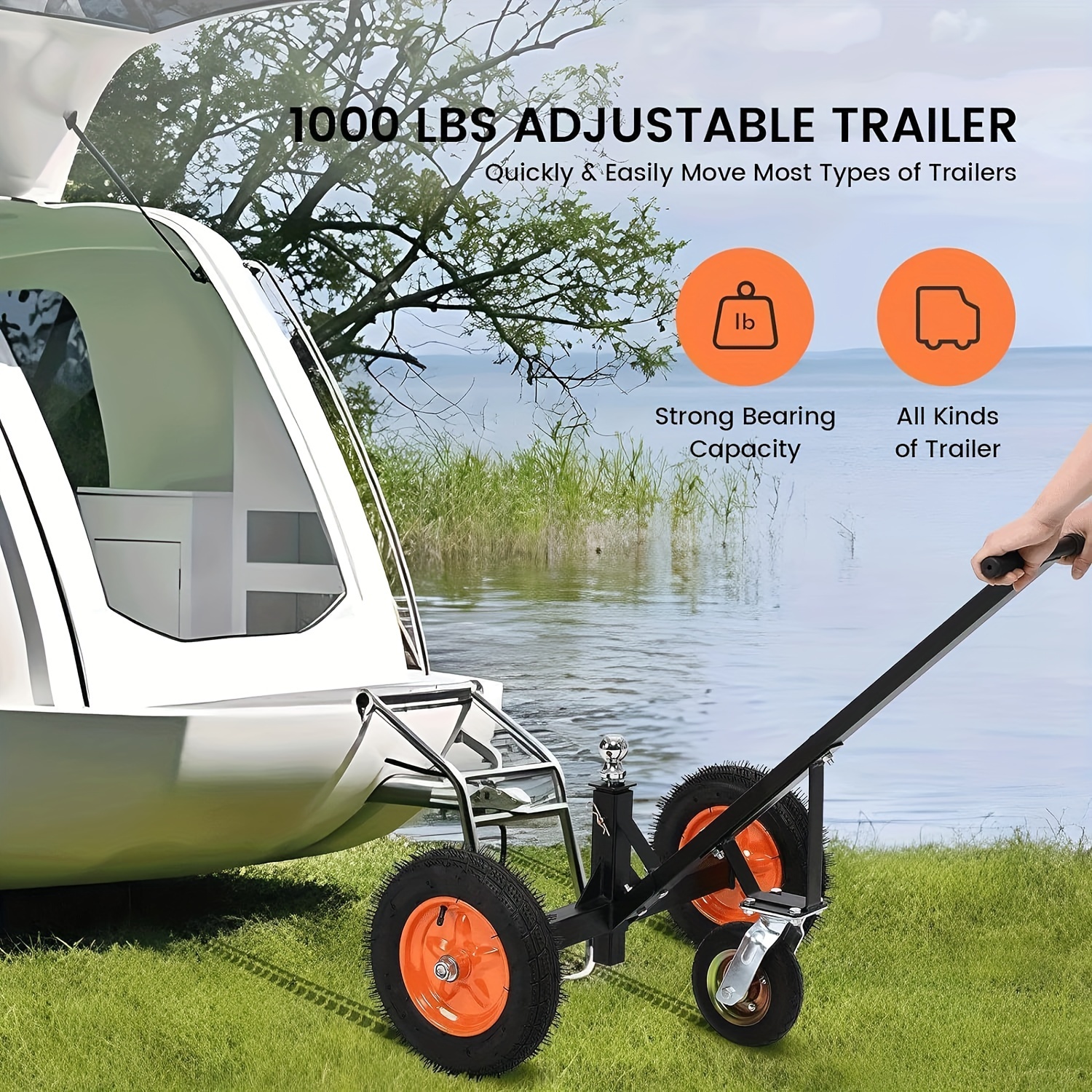 

Adjustable Trailer Dolly For Moving Boat With 1000lbs Load Capacity, Heavy-duty Carbon Steel Mover, Height Adjustable From 17.7'' To 25.6'', For Moving Boat, Utility, Cargo, And Rv Trailers
