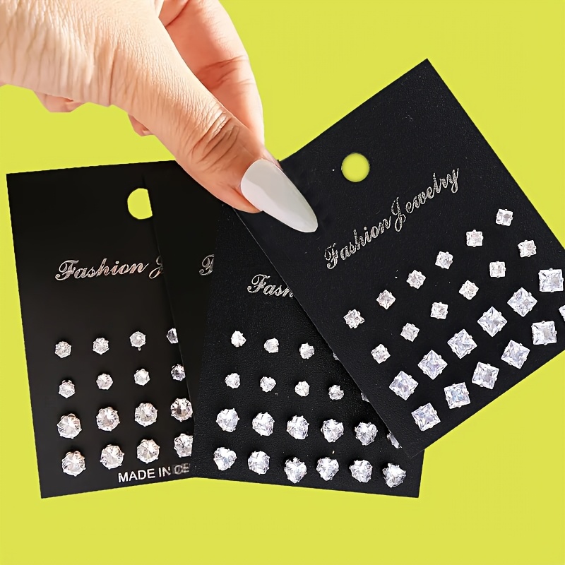 TEMU 72pcs Set Of Fashionable Simple Inlaid Synthetic Zirconia Women's Earrings Set Is Suitable For Women' Parties, Festival Gifts, Fashion Jewelry,