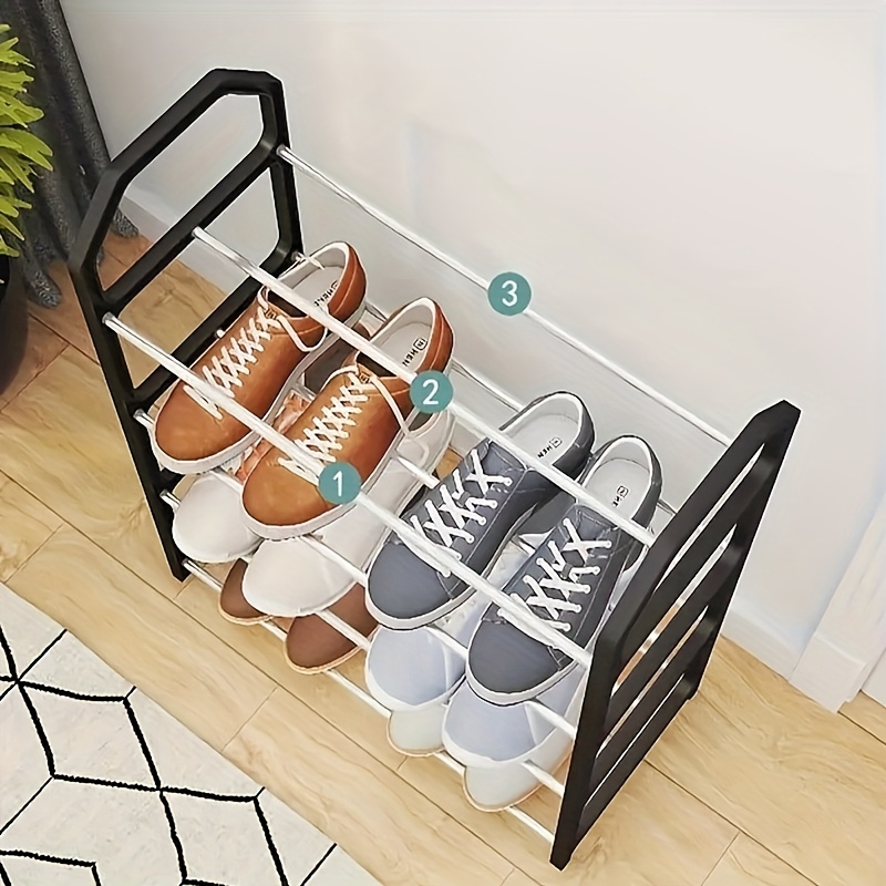 4 tier sturdy metal shoe rack easy assembly   home and commercial use floor mounted shoe organizer for entryway and bedroom   diameter over 16mm details 4