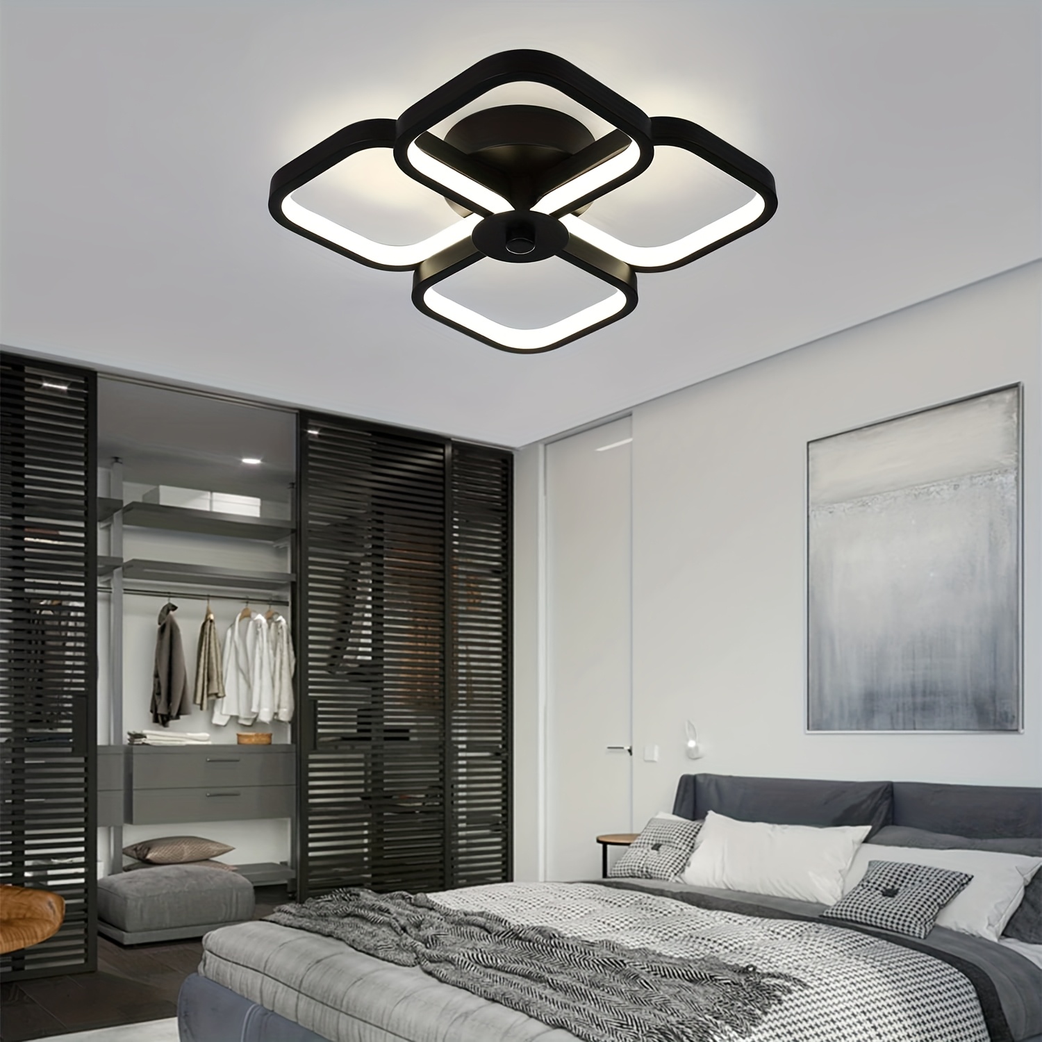 1pc Ultra-Thin LED Ceiling Light Field Design, Silent Operation, Metal  with Acrylic Shade, Hard-Wired, 110V-240V, Ideal for Living Room