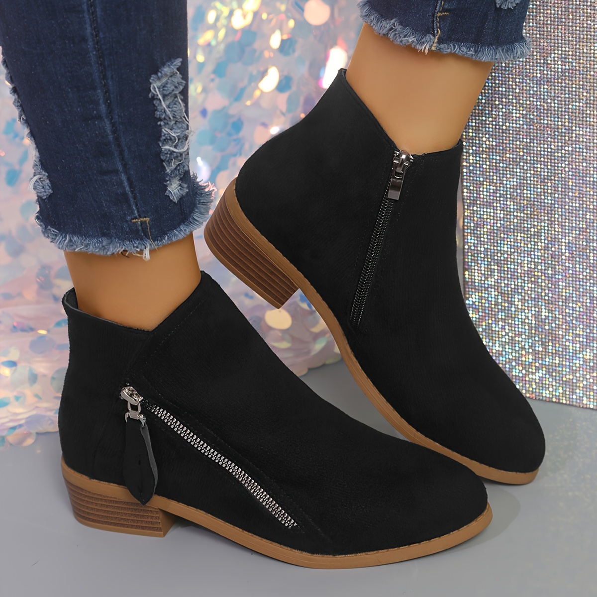 

's Pointed-toe Ankle Boots Zippers - , All-