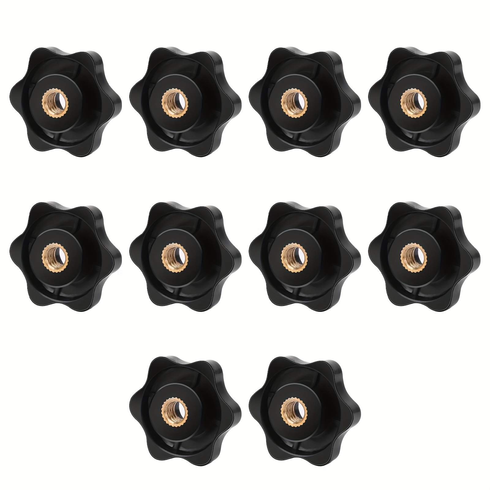 E-shop 10er-Pack Schwarze Sternknopf-Set, M6 x 32 mm, Strukturierte Kunststoff-Schraubknöpfe, Gewinde-Fixierknöpfe, für Rasenmähergriffe, Schränke,
