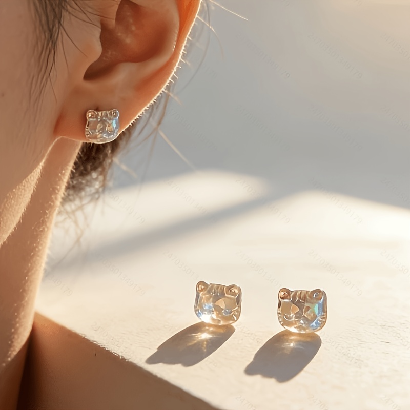 Cute Cat-Head Small Stud Earrings for Women