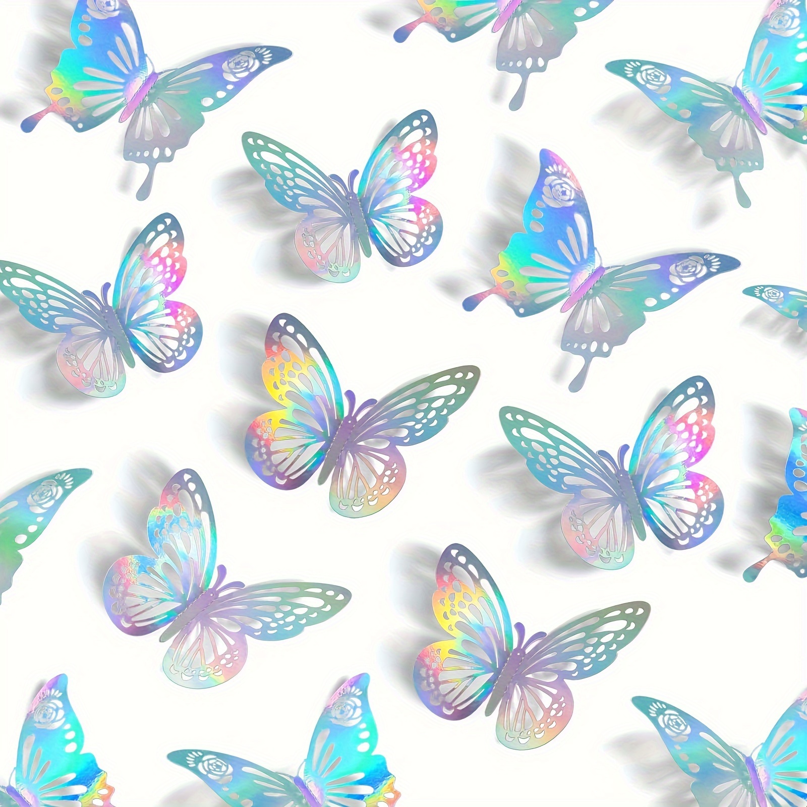 

24pcs Butterfly Wall Stickers, Glam High-glossy 3d Pet Butterfly Decor With Glitter, Reusable Self-adhesive Animal Theme Detachable Decorations For Room And Party