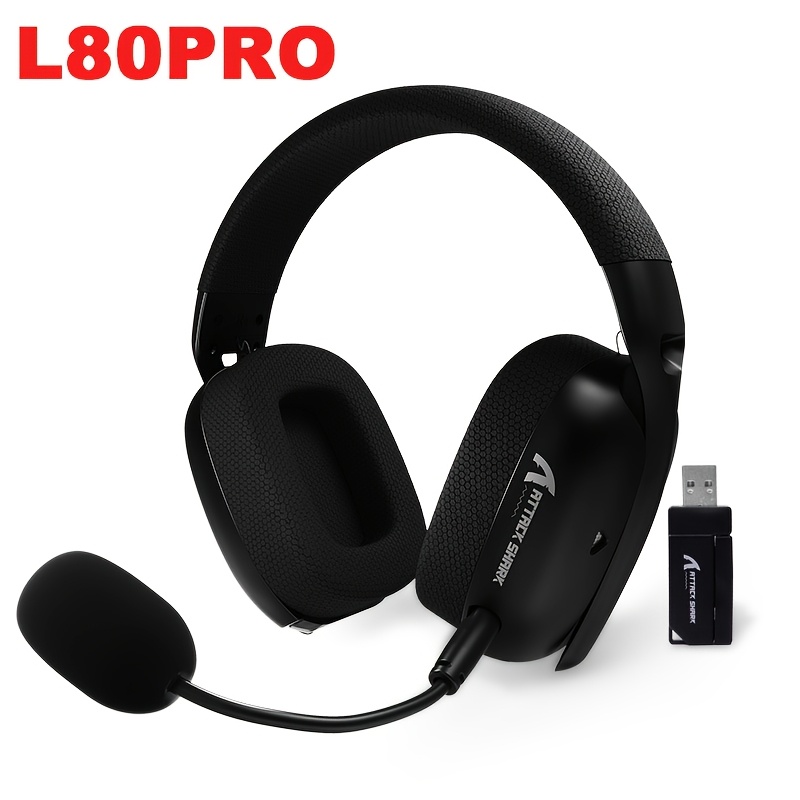 TEMU Shark L80pro Wireless Gaming Headset, Built-in&detachable Dual Microphone-lightweight Headphone With (2.4ghz Usb C&a Dongle/bt/wired)