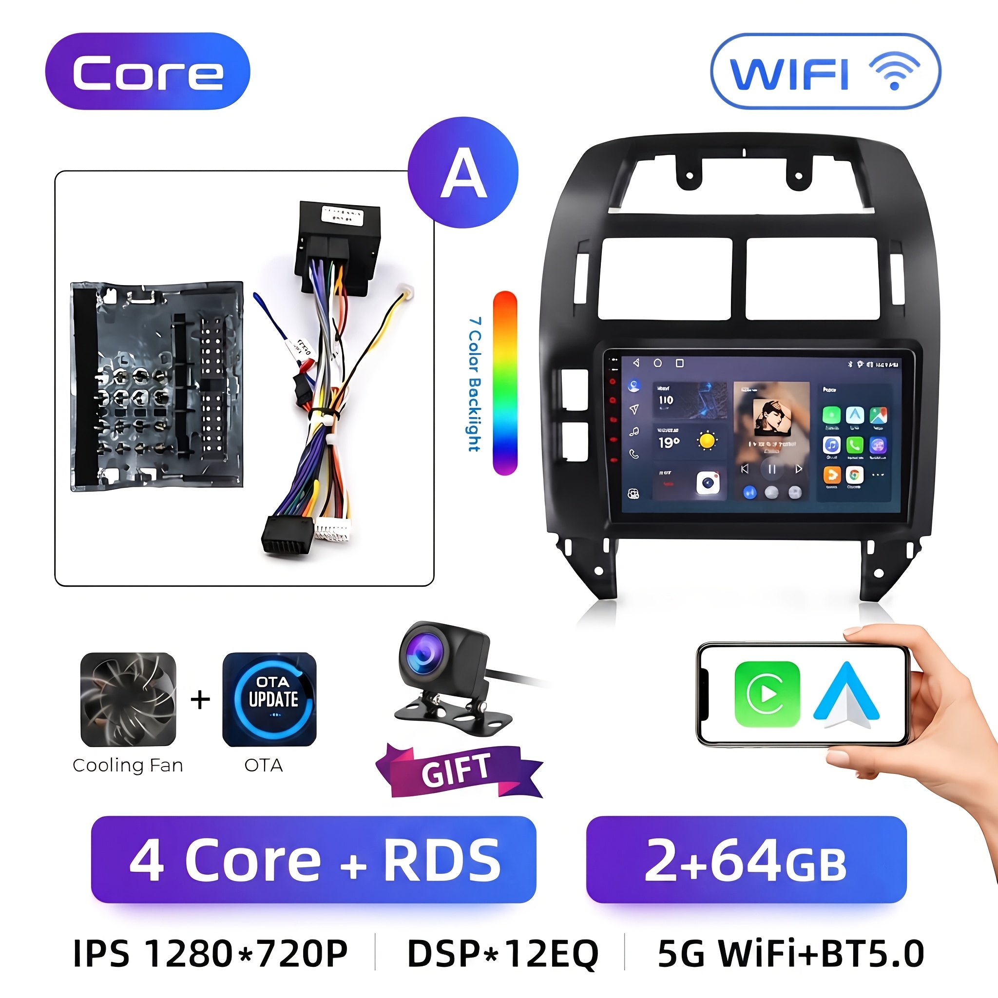 Image of [ 15, 2g+64g 4cores]junsun Car Radio For Mk4 Iv 2001 2002 2003 2004 2005 2006 2007 2008 2009 2010 2011 Carplay Auto, 9" 2din Stereo With Swc, , , With Rear View Backup Camera Gift.