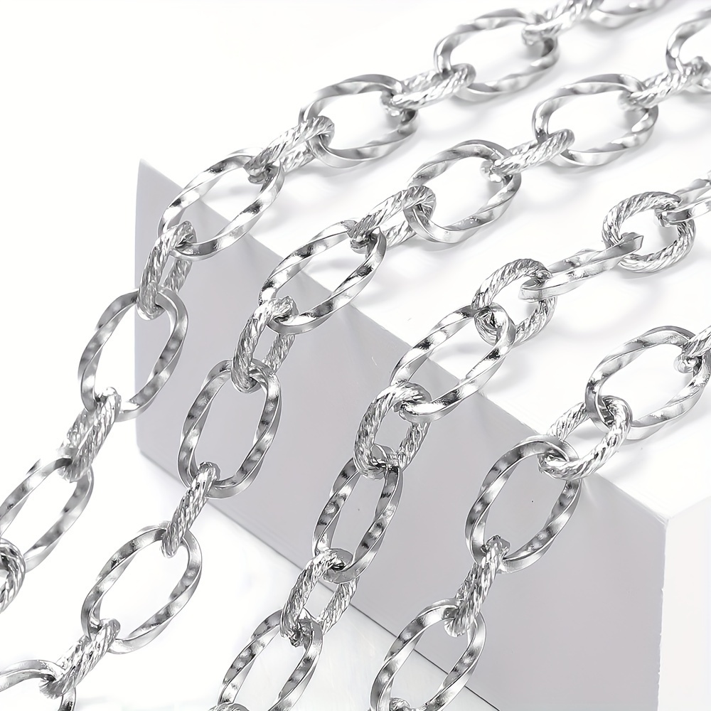 TEMU 1meter/pack Stainless Steel Square Shape Rotate Charm Necklace Chains For Diy Jewelry Making Chain Bracelet Findings Accessories