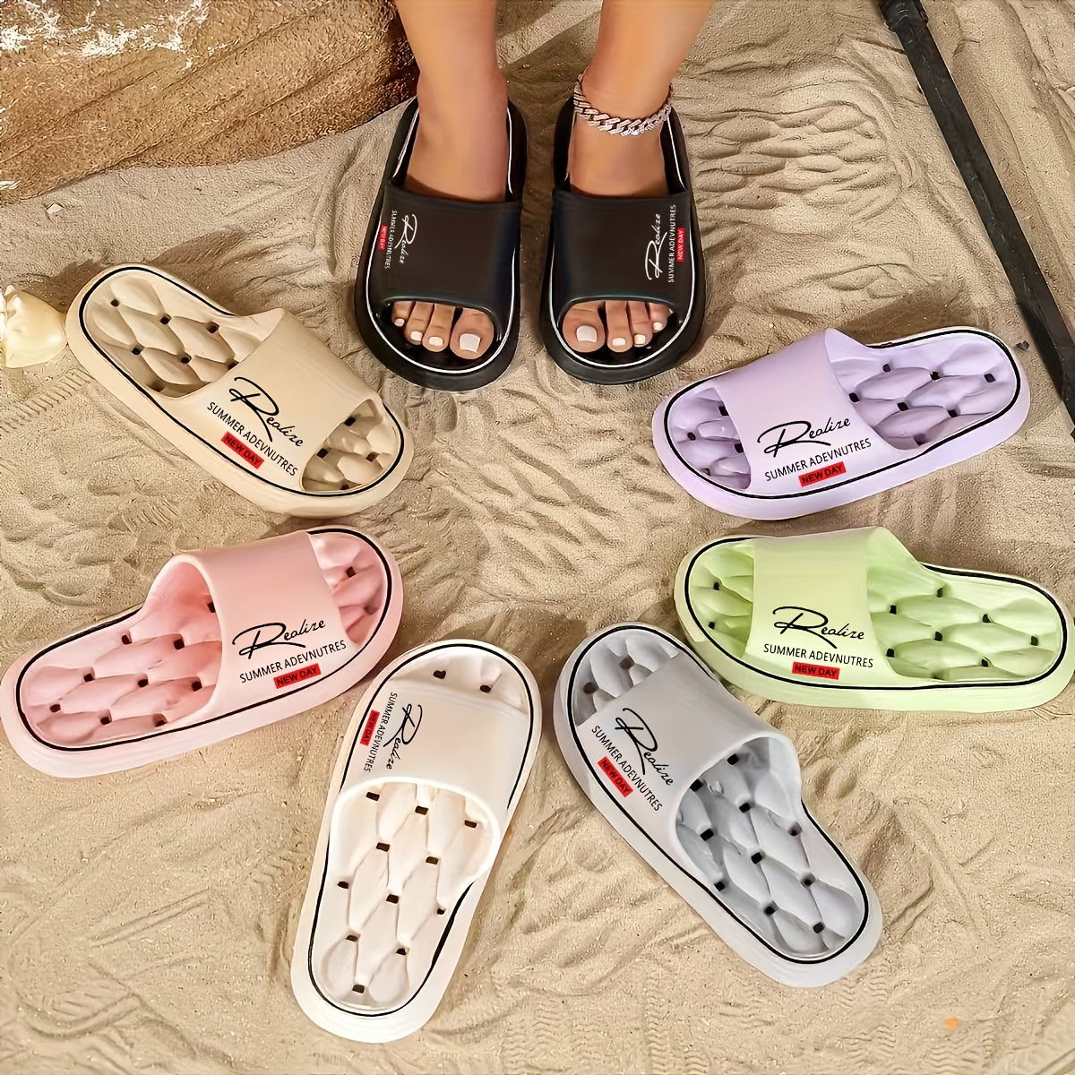 elegant and   eva slippers non slip casual slippers with ribbed texture   indoor outdoor use beach and sea unisex     in multiple colors