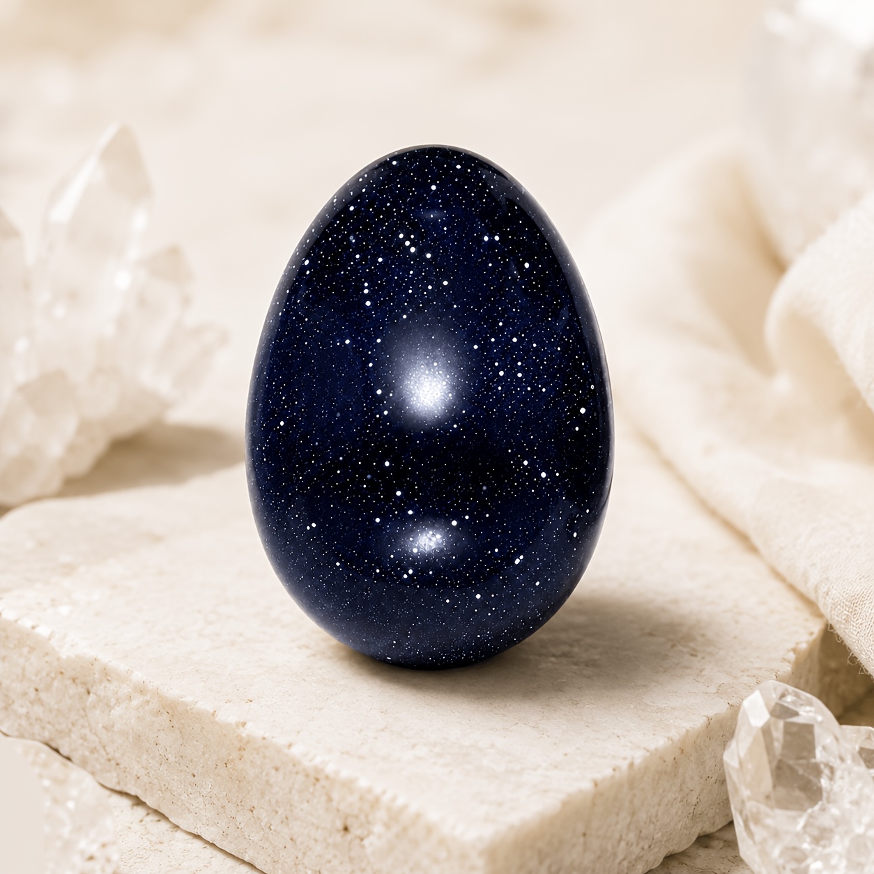 TEMU 1/5 pièces d'œuf en de , 22 mm Roche d'œuf en dorée bleue polie, Mini ornement pour collection, décoration d'intérieur et cadeau