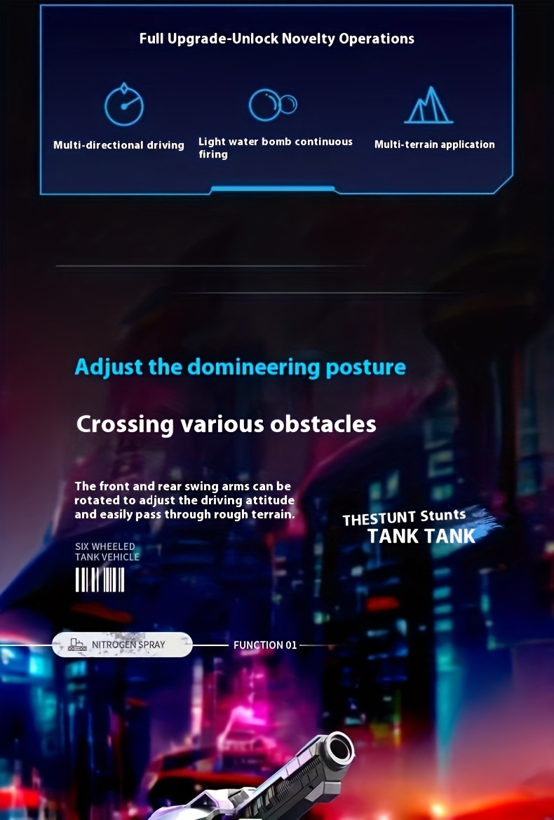 6-wheel Drive Upgraded Stunt Tank, Tank Model, Intelligent Fun Version Of Super Large Off-road Vehicle, Toy Tank, Intelligent Off-road Toy Car Model, Climbing Toy Car, Realistic Tank Toy, Fun And Interesting Holiday Gift