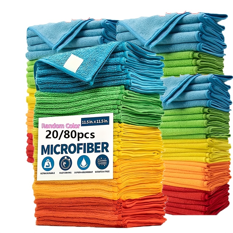 20pcs/80pcs Microfiber Cleaning Cloth Set – Super Absorbent Reusable Towels for Kitchen, Bathroom, Car, Outdoor & Patio Cleaning, Streak-Free Shine — Zaynora Luxury Marketplace