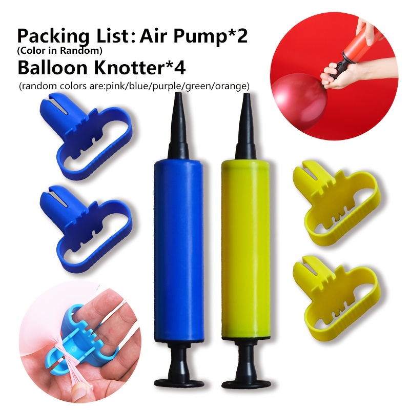 TEMU 6pcs Random Balloon Inflation Set, Including 2pcs Balloon Inflators And 4pcs Balloon Knotters, Suitable For New Year Parties, Weddings,