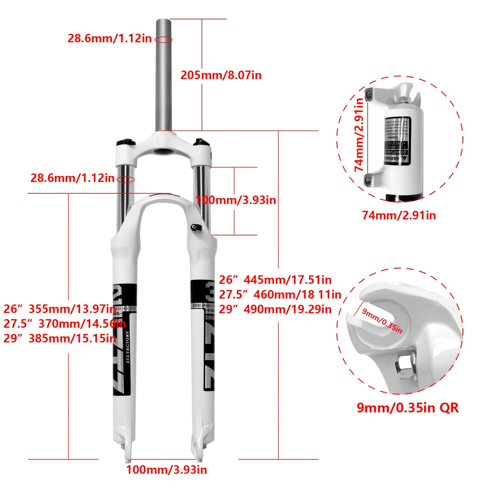 ztz 26 27 5 29 mountain bike suspension fork aluminum alloy - Temu