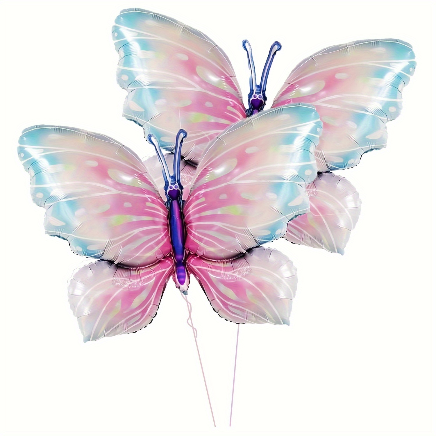 

2-piece 39" Gradient Butterfly Foil Balloons For Birthday & Wedding Decorations - No Power Needed