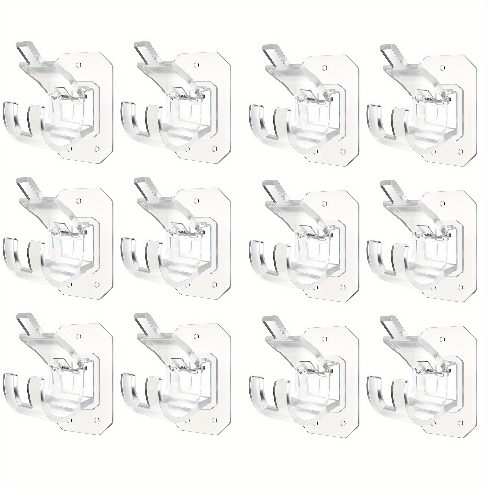 

12pcs No Drill Curtain Rod Brackets, Curtain Rod Holders No Drilling, Adhesive Curtain Rod Hooks, Nail Free Adjustable Curtain Hangers (transparent)