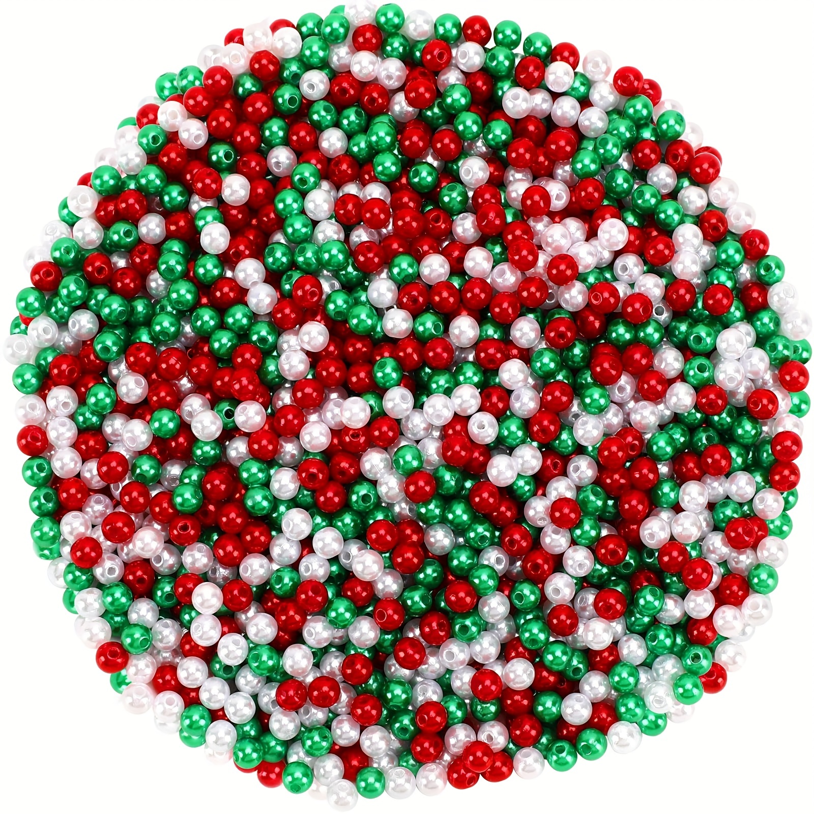 

1000-piece Christmas Bead Assortment, Round Plastic Beads 6mm For , Necklaces, Bracelets, Earrings, Holiday Party Decorations Crafting Kit