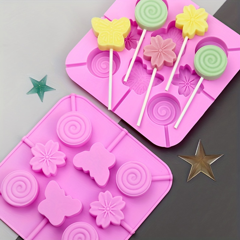 

8pcs Flower Insect Lollipop Silicone Mold With 20 Sticks Silicone Chocolate Mold