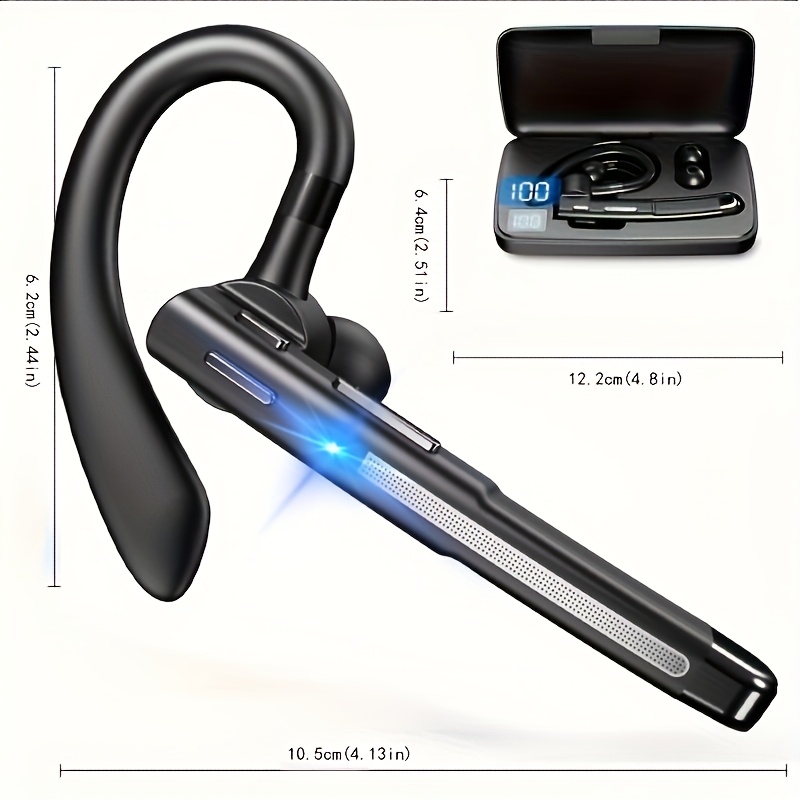 1pc   v5 3 wireless business earphones noise cancelling voice call   sports exercise headset with built in microphone push button control type c charging compatible with cellphones non waterproof rechargeable 500mah battery closed back earphones with wireless charging case details 1