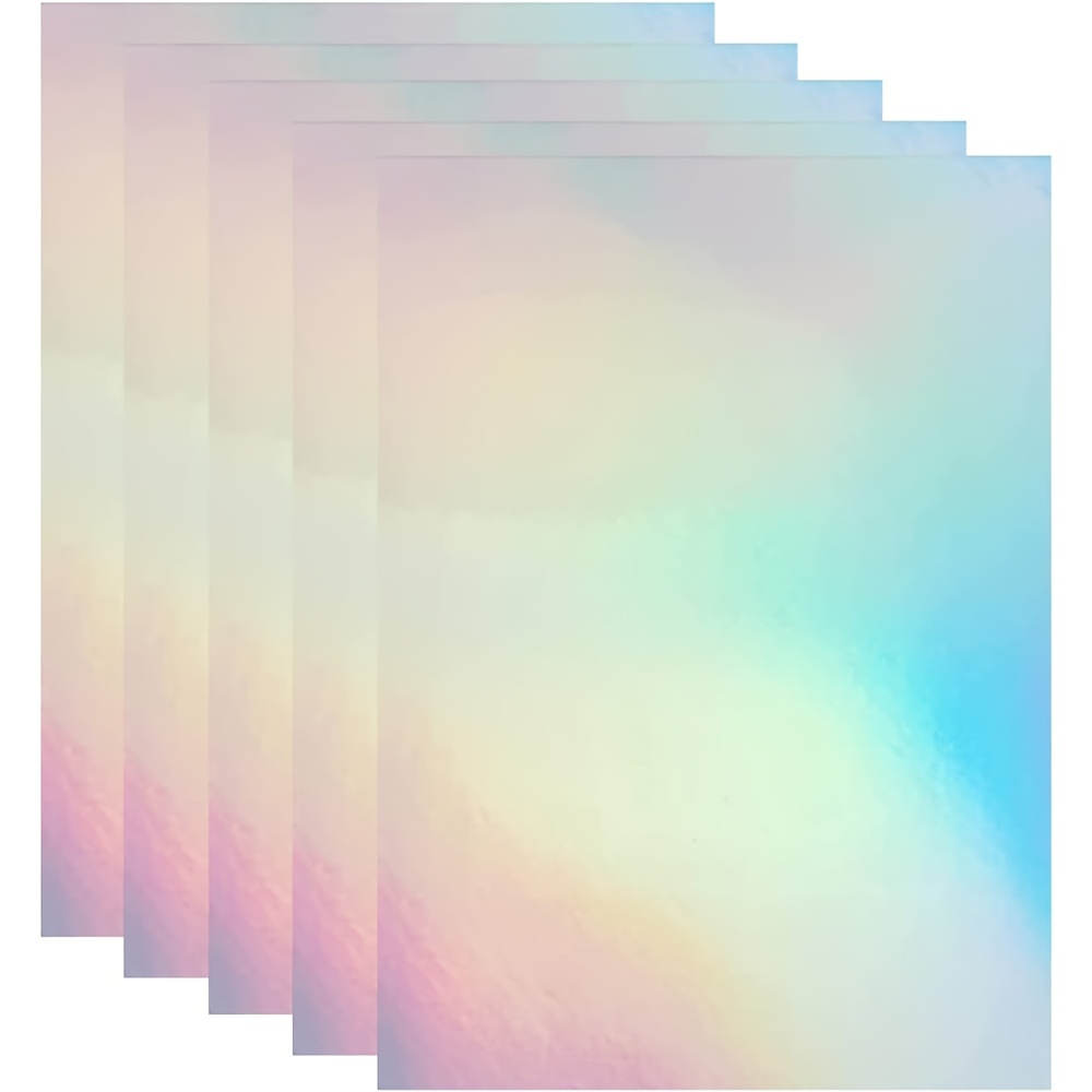 

50-pack Pvc Self-adhesive Rainbow Holographic Vinyl Sheets, Transparent Cold-coated Flash Sticker Paper, 2.9 X 4.1 Inch