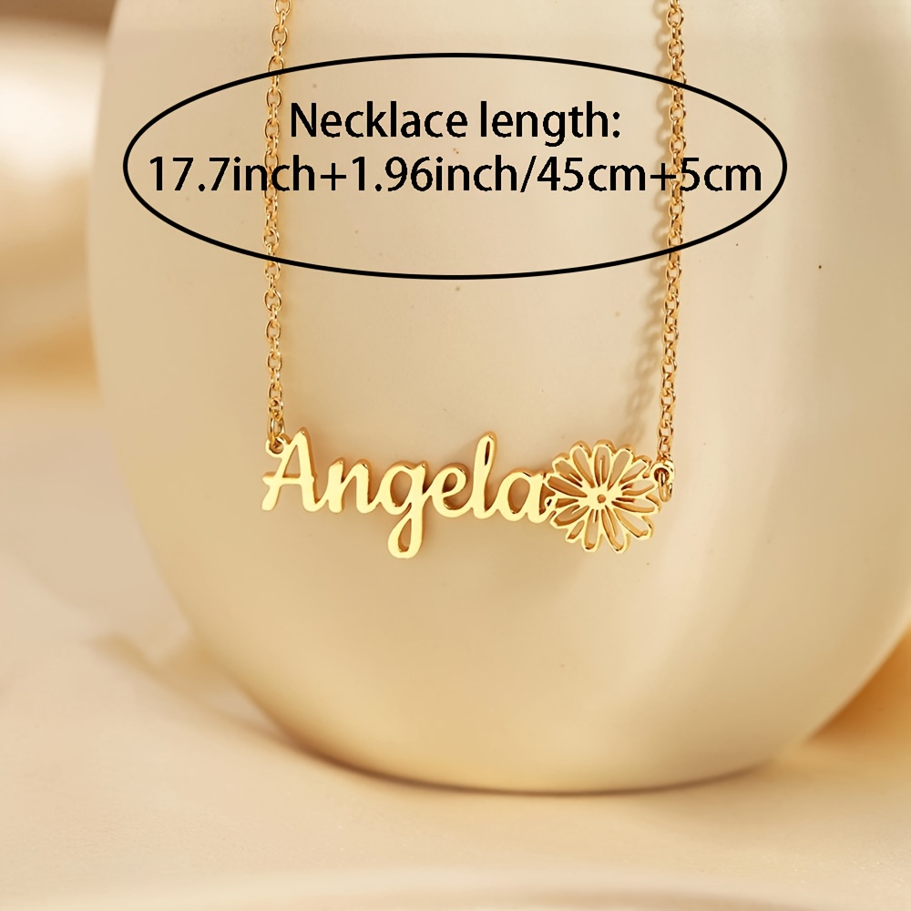 Women's Personalized Exquisite Name + Birth Flower Pendant Necklace